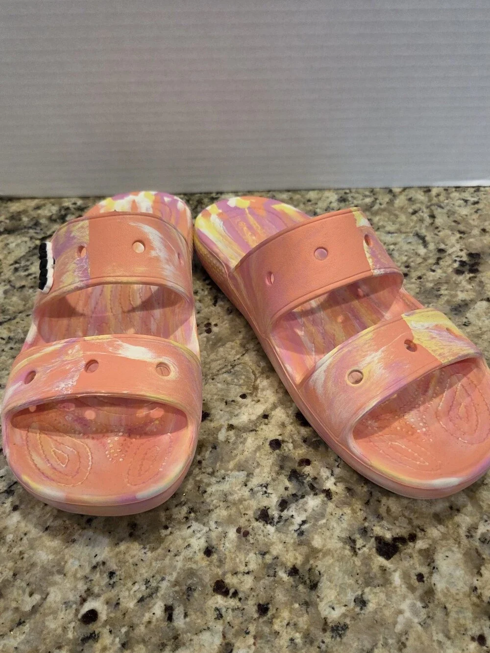 Crocs Sandals Unisex Adult Mens Womens Classic Two Strap Slides Marbled M 9 W 11